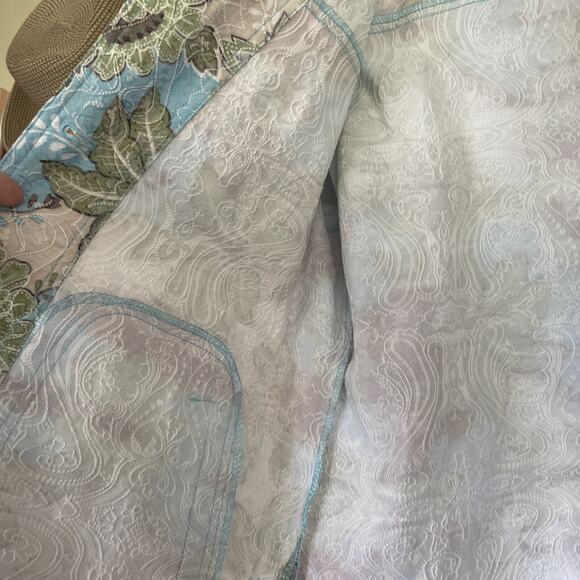 Rebecca Malone Bohemian Large Bohemian Turquoise Sage Brown Jacket Pockets EUC - Picture 16 of 16